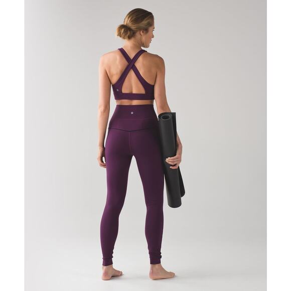 LULULEMON Simply Bare Bra Sz 2 Darkest Magenta / Black - Picture 2 of 5